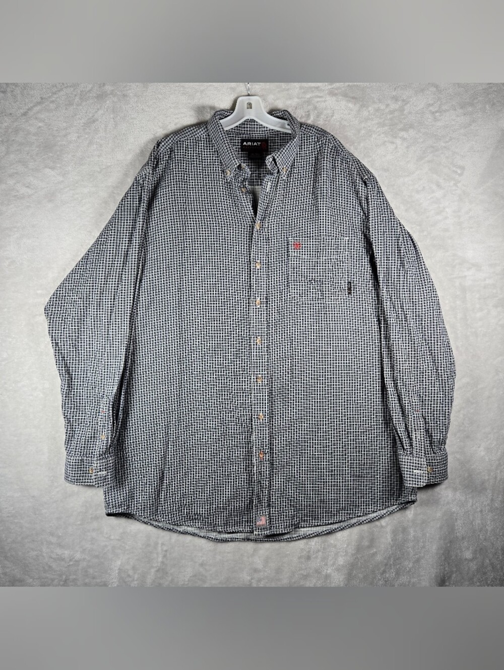 Ariat Work FR Shirt Mens 3XLT Blue White Button Down Flame Resistant Workwear